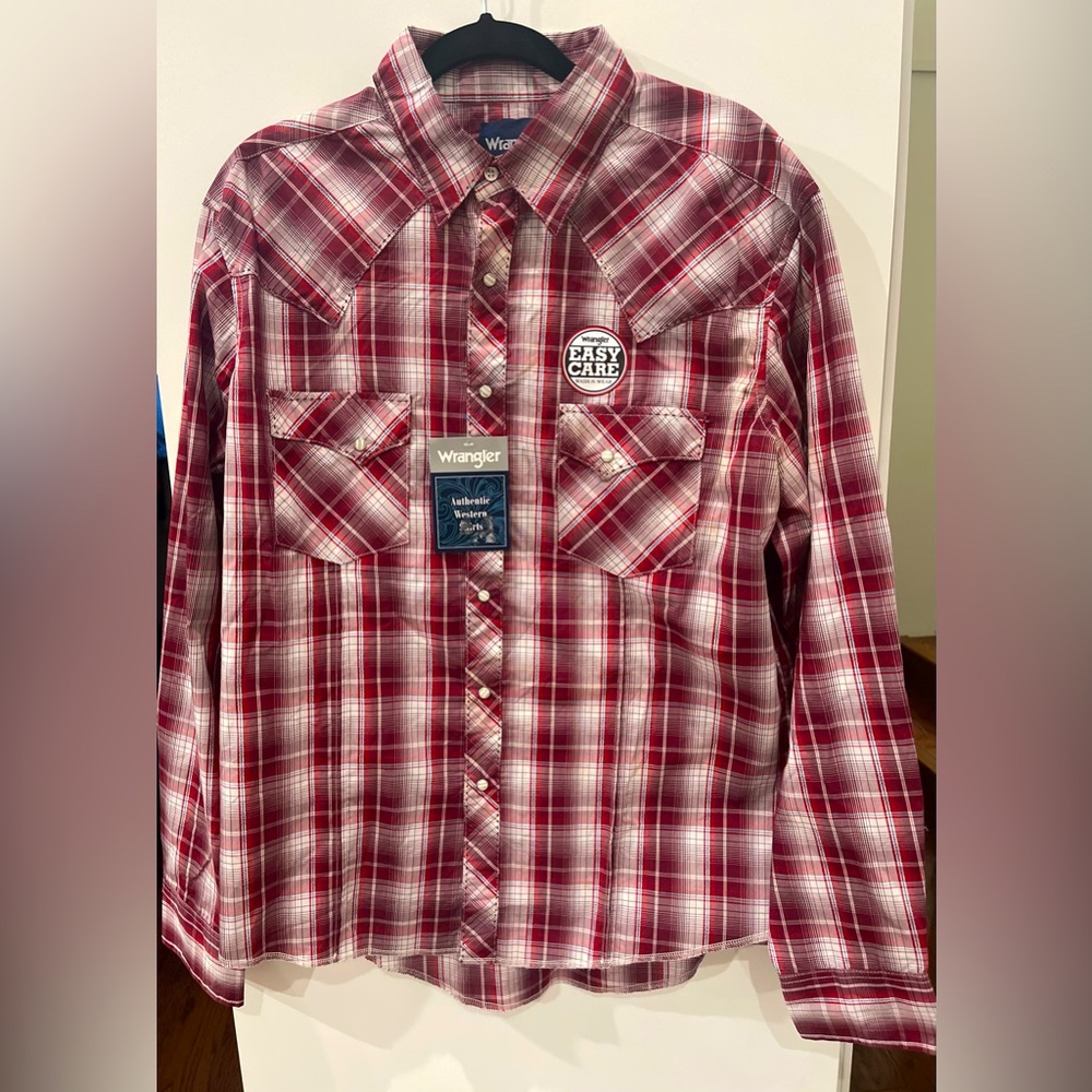 WRANGLER MENS LONG SLEEVE FASHION WESTERN BUTTON-DOWN SNAPS  PLAID SIZE L